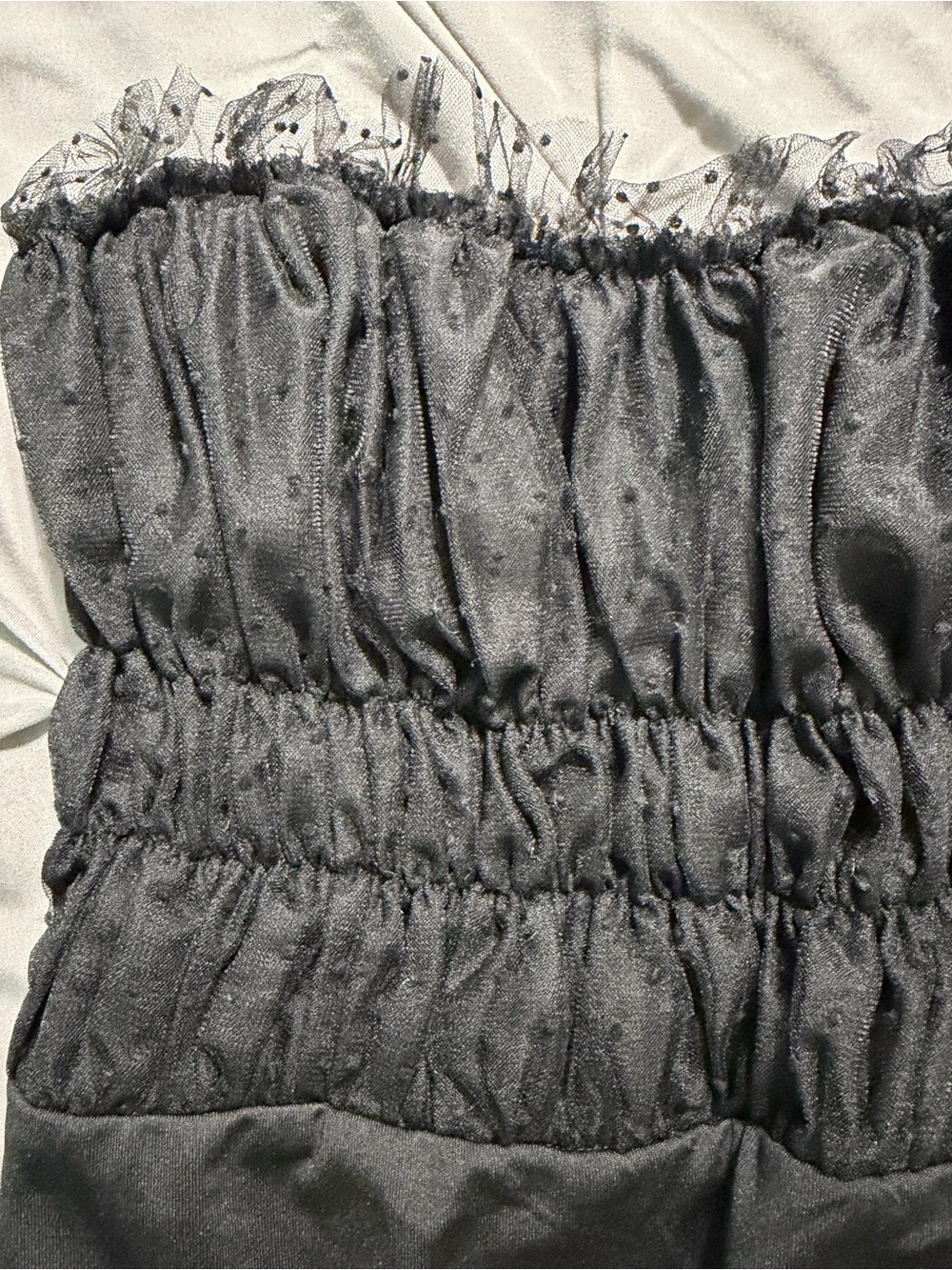 Nasty Gal Black Strapless Ruffle Tulle Top